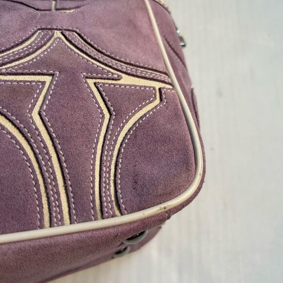 Coach Vintage Optic Signature Purple Suede Tote Bag - Picture 8 of 16